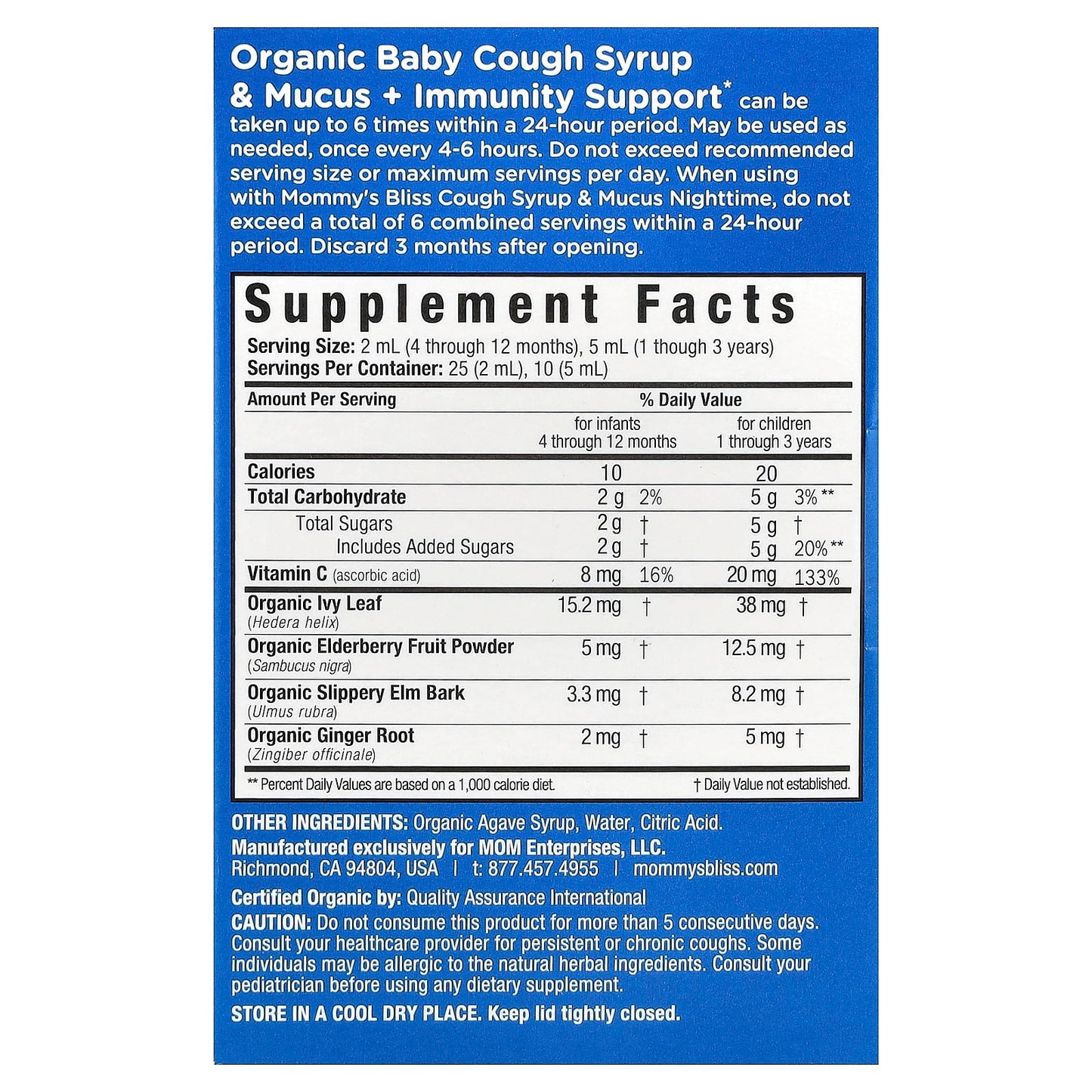 Mommy's Bliss, Baby, Organic Cough Syrup & Mucus, Day/Night Pack, Age 4 Months+, 2 Pack, 1.67 fl oz (50 ml) Each - Image 2