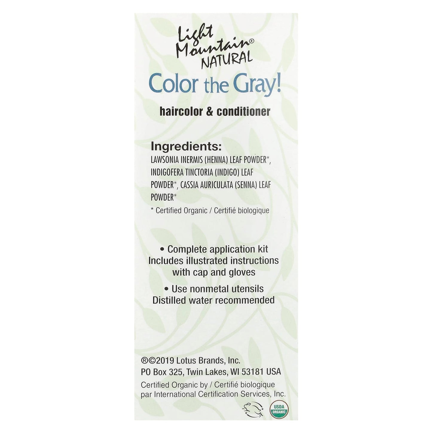 Light Mountain, Color the Gray!, Natural Hair Color & Conditioner, Dark Brown, 7 oz (198 g) - Image 2