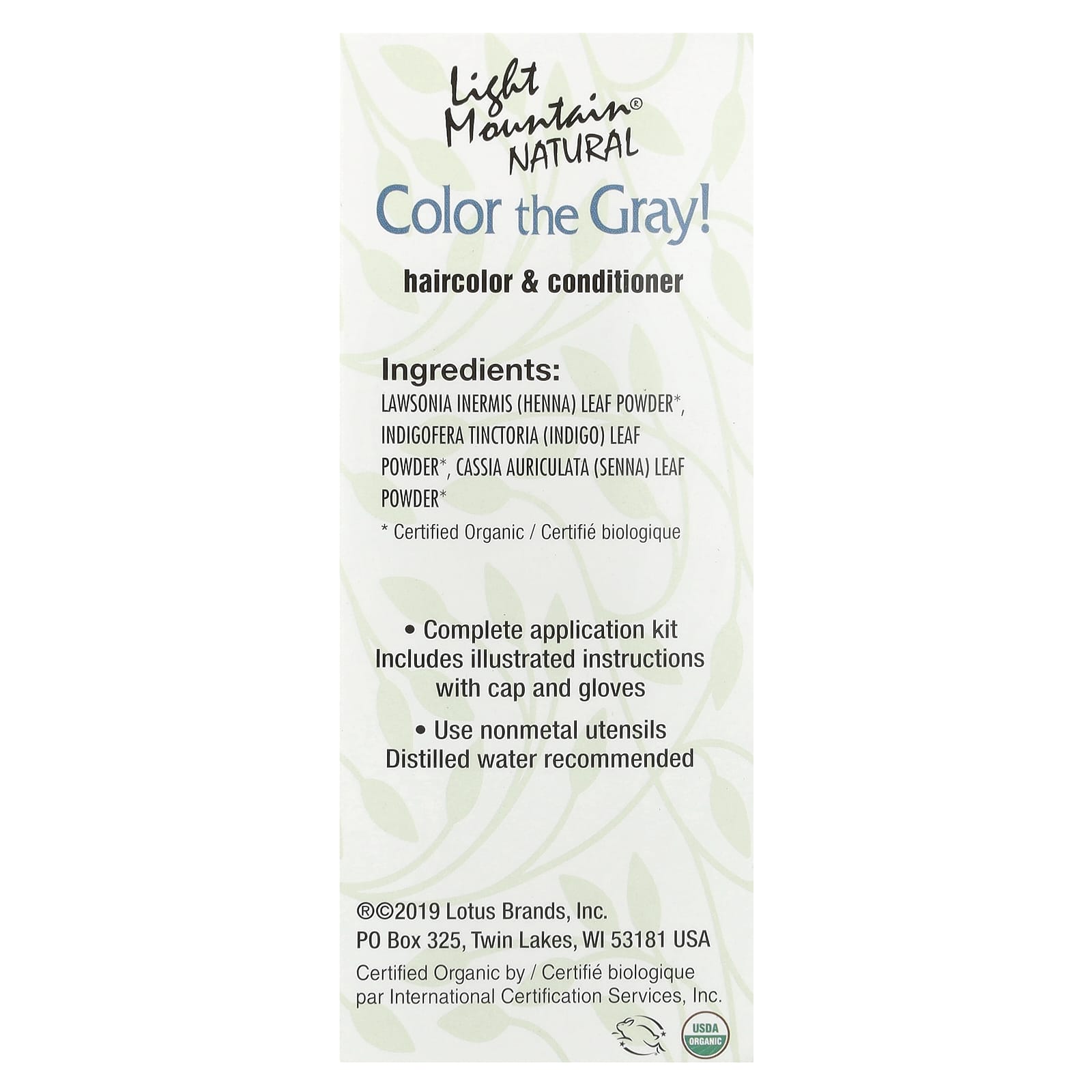 Light Mountain, Color the Gray!, Natural Hair Color & Conditioner, Dark Brown, 7 oz (198 g) - Image 2