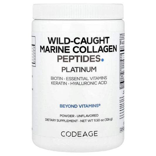 Wild-Caught Marine Collagen Peptides Powder by CodeAge - Unflavored, 326g - Image 1