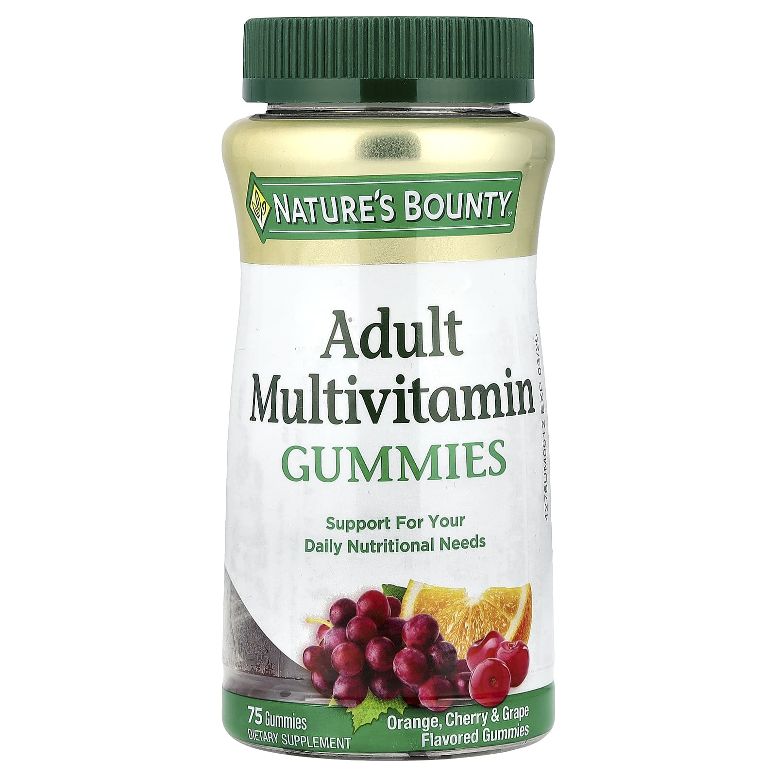 Nature's Bounty, Adult Multivitamin Gummies, Orange, Cherry & Grape, 75 Gummies - Image 1