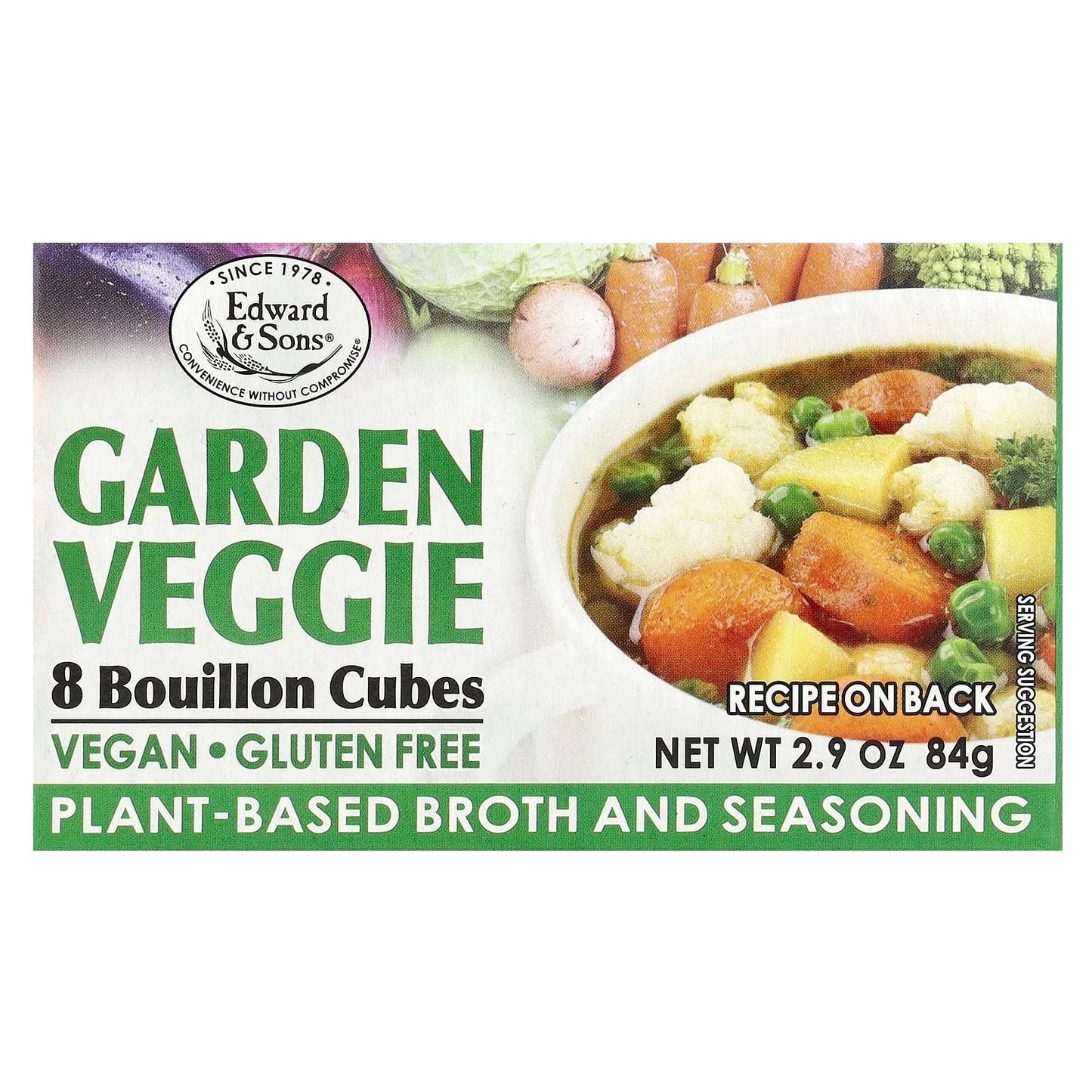 Vegan Garden Veggie Bouillon Cubes by Edward & Sons, 8 Cubes - Image 1