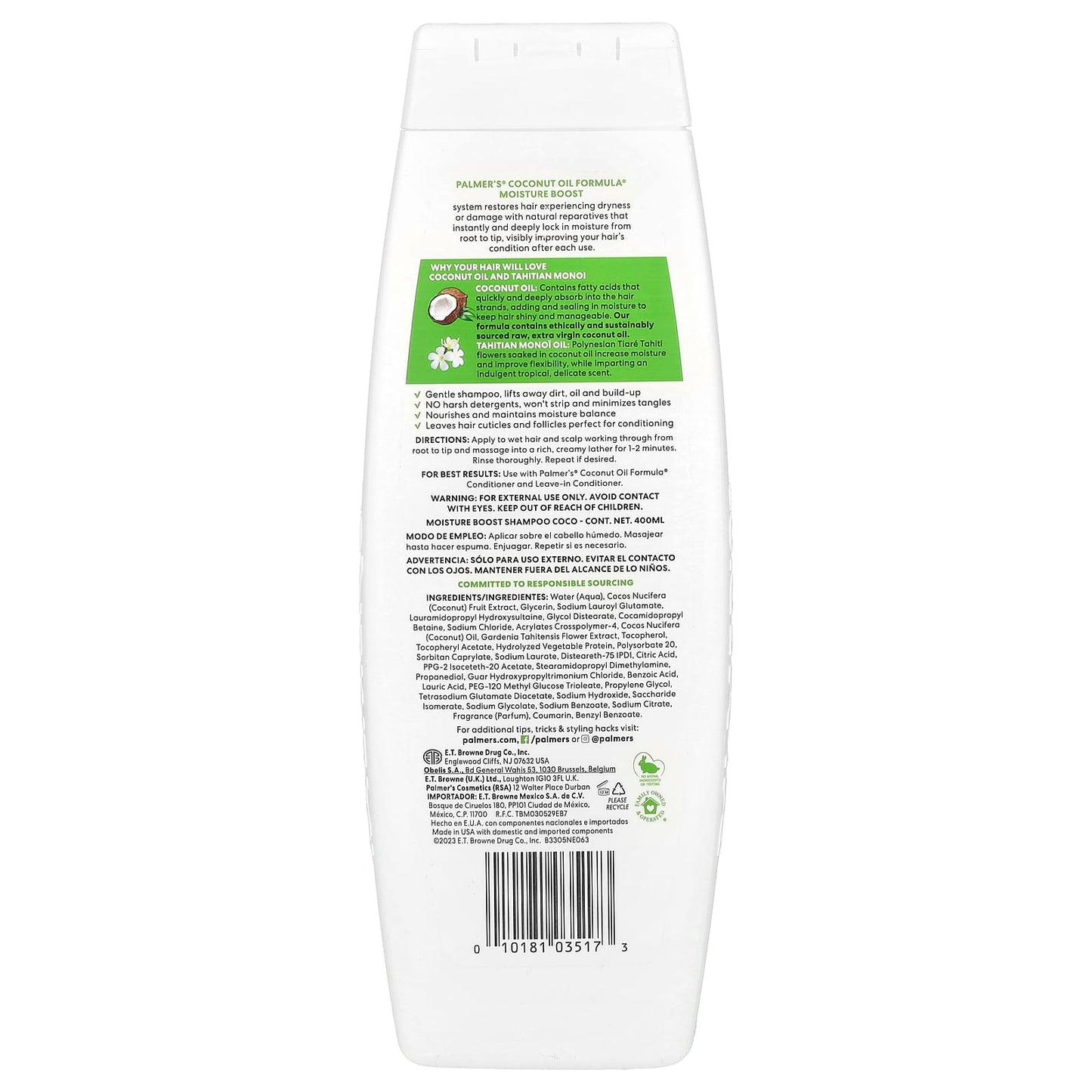 Palmer's, Coconut Oil Formula® with Vitamin E, Moisture Boost Shampoo, Dry, Damaged or Color Treated Hair, 13.5 fl oz (400 ml) - Image 2