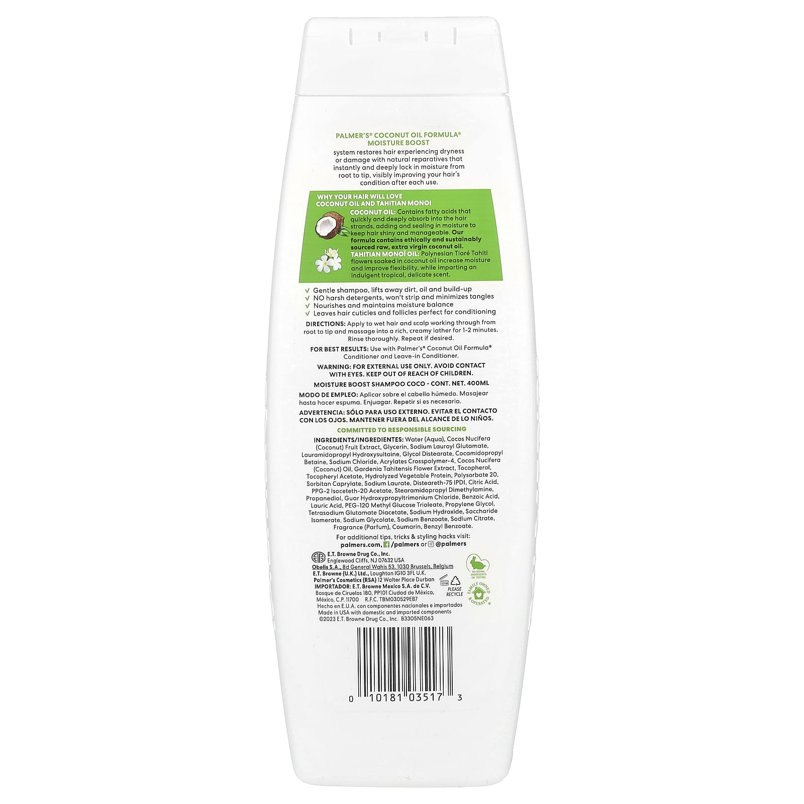 Palmer's, Coconut Oil Formula® with Vitamin E, Moisture Boost Shampoo, Dry, Damaged or Color Treated Hair, 13.5 fl oz (400 ml) - Image 2