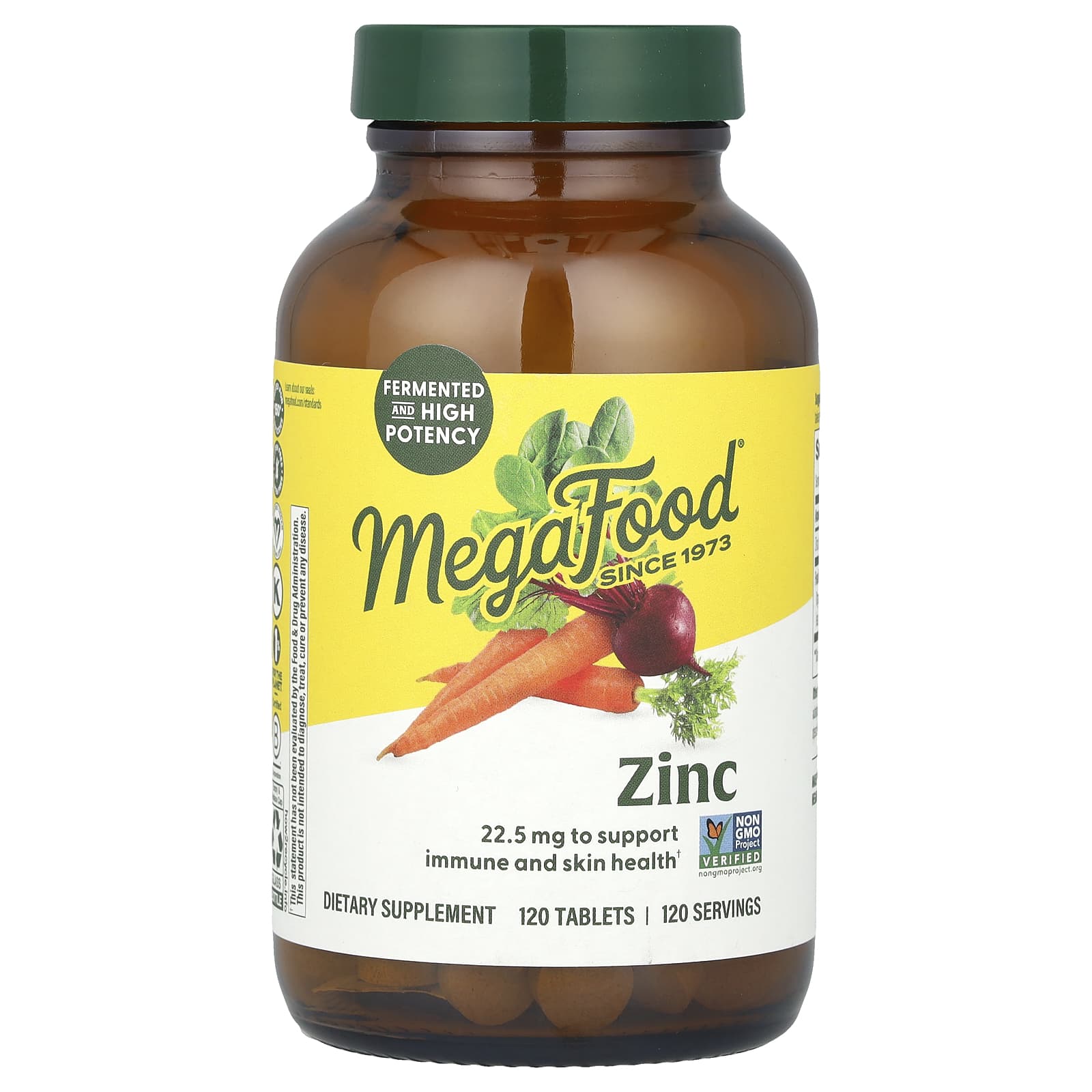 MegaFood, Zinc, 22.5 mg, 120 Tablets - Image 1