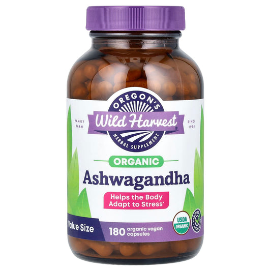 Oregon's Wild Harvest, Organic Ashwagandha, 180 Organic Vegan Capsules (400 mg per Capsule) - Image 1