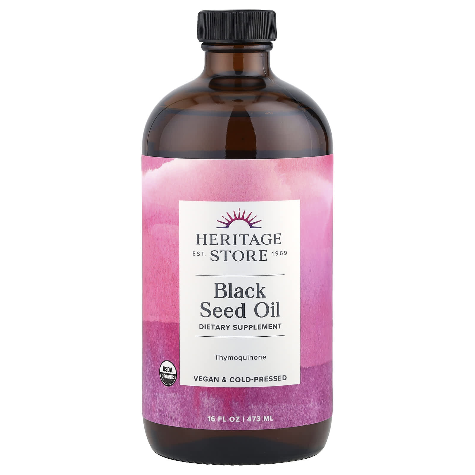 Heritage Store Organic Black Seed Oil, 16 fl oz (473 ml) - Image 1