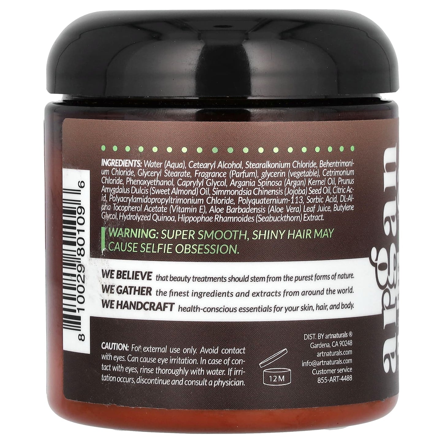 ArtNaturals Argan Oil Hair Mask for Dry Damaged Hair, 8oz - Image 2