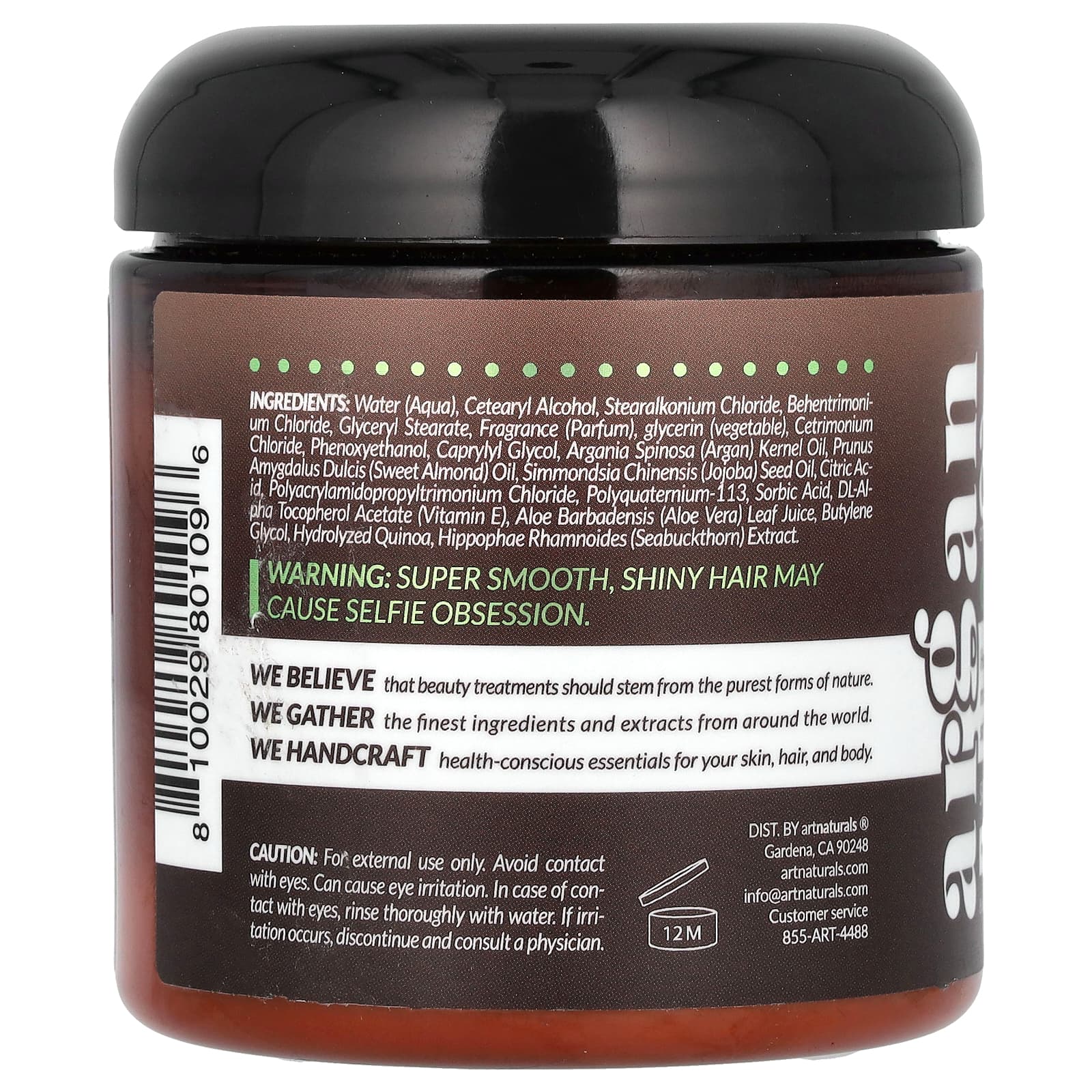 ArtNaturals Argan Oil Hair Mask for Dry Damaged Hair, 8oz - Image 2