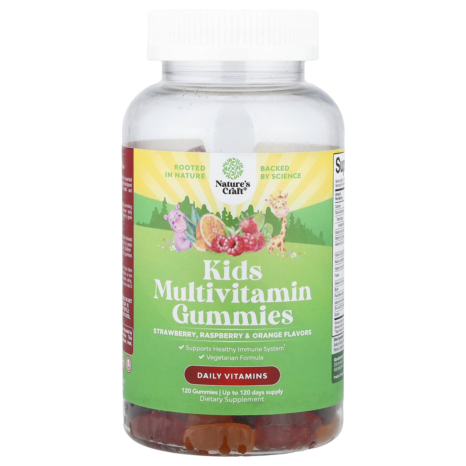 Nature's Craft, Kids Multivitamin Gummies, Strawberry, Raspberry & Orange, 120 Gummies - Image 1