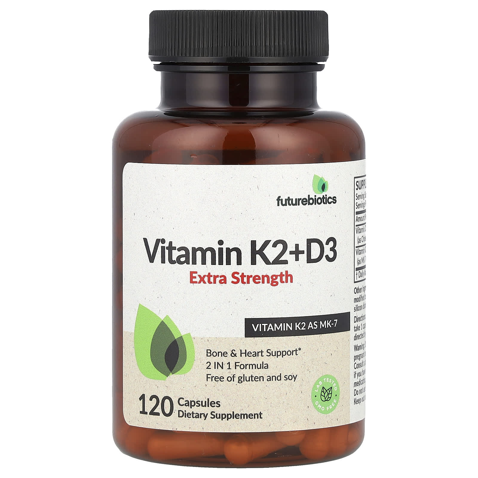 Futurebiotics Vitamin K2 + D3 Capsules for Strong Bones & Heart Health - Image 1