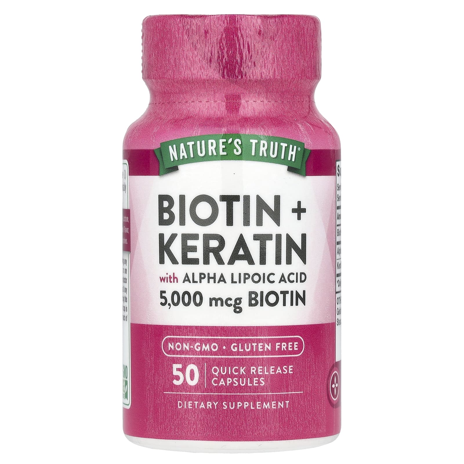 Nature's Truth, Biotin + Keratin with Alpha Lipoic Acid, 50 Quick Release Capsules - Image 1