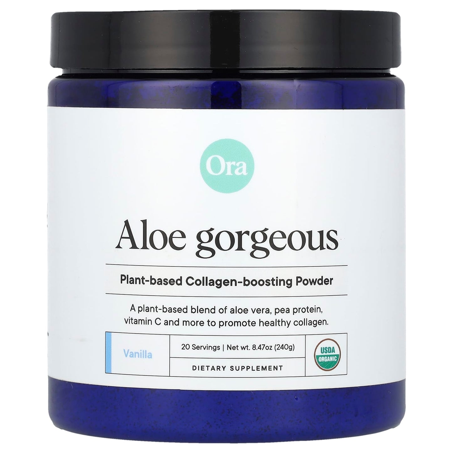 Ora, Aloe Gorgeous, Plant-Based Collagen-Boosting Powder, Vanilla , 8.47 oz (240 g) - Image 1