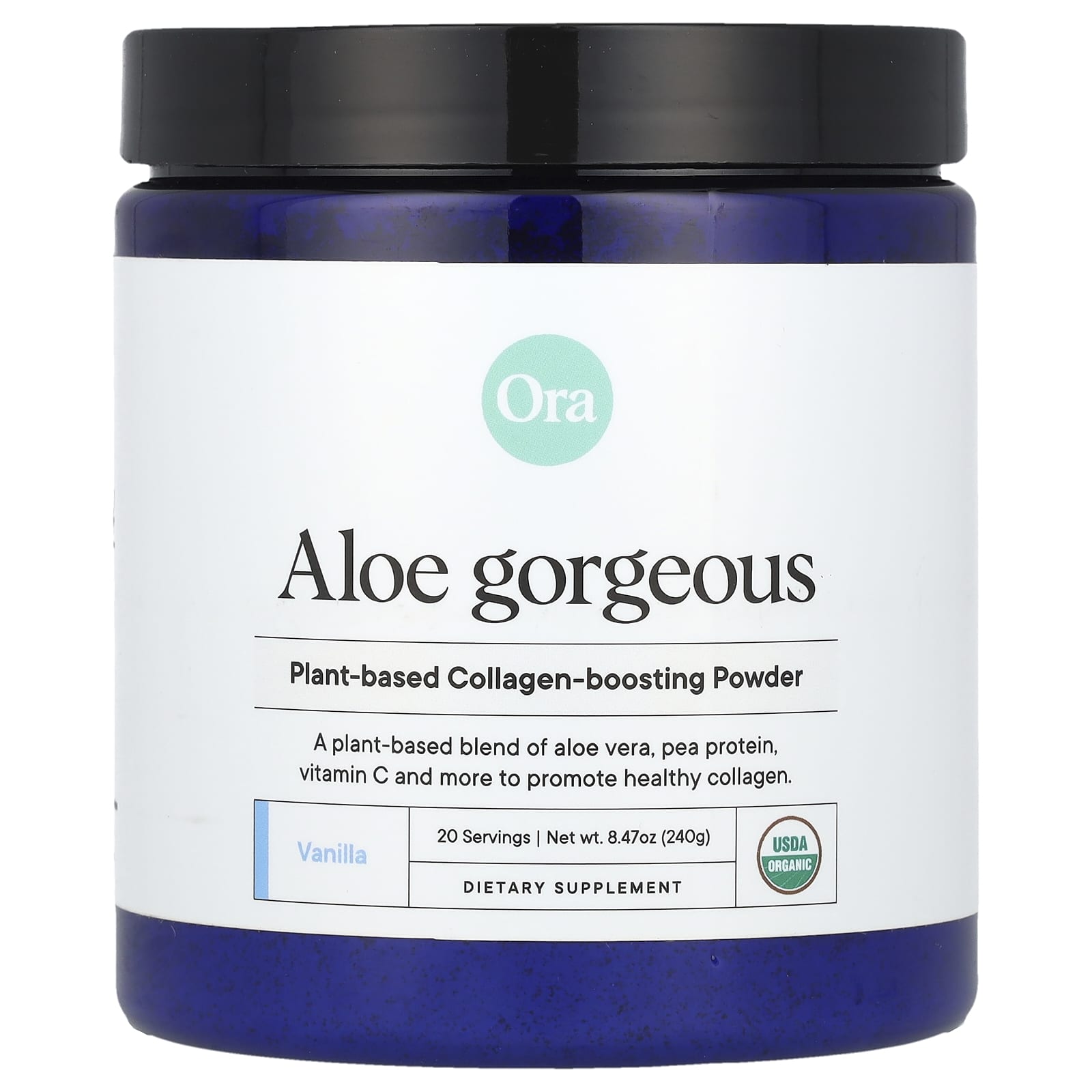 Ora, Aloe Gorgeous, Plant-Based Collagen-Boosting Powder, Vanilla , 8.47 oz (240 g) - Image 1
