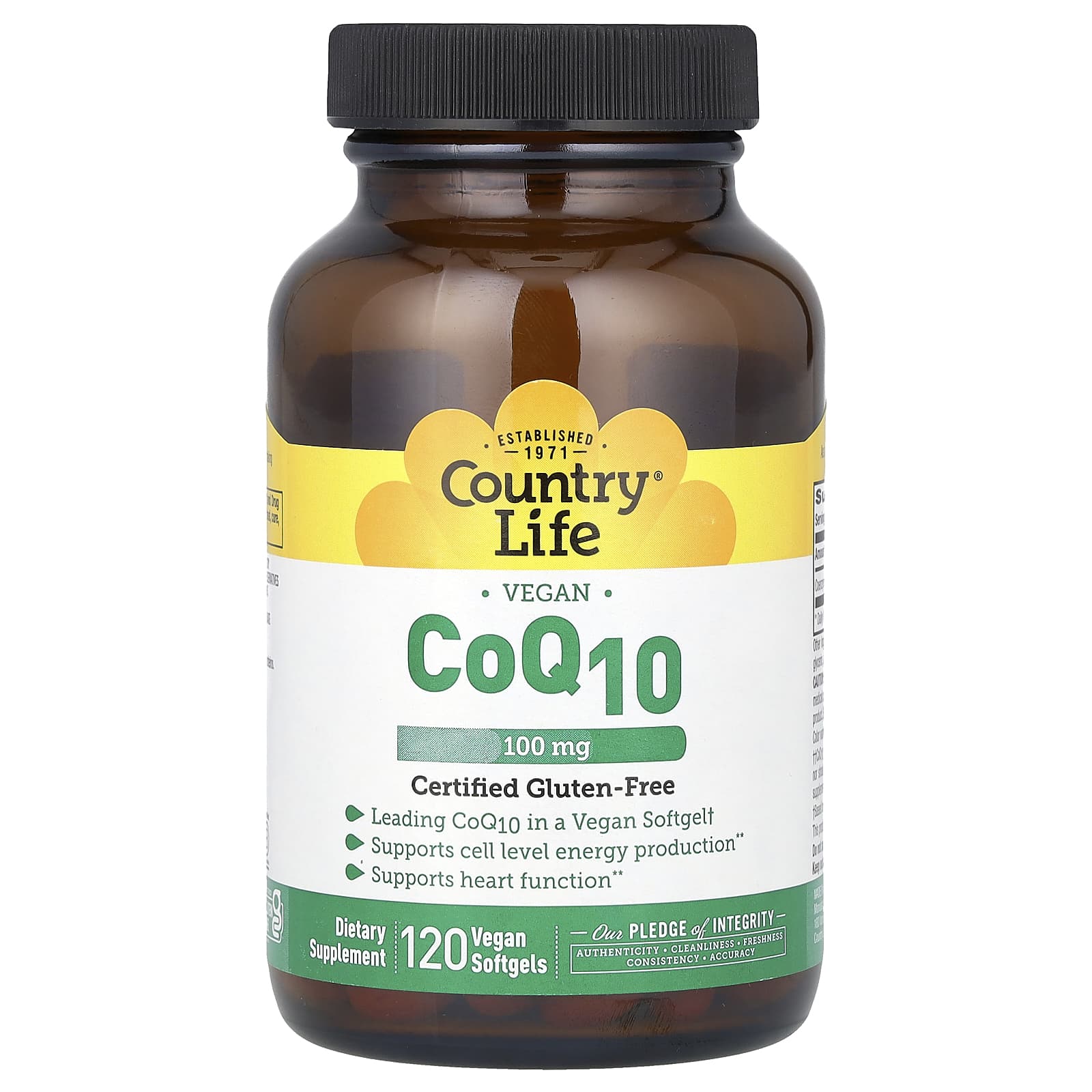 Country Life Vegan CoQ10 100mg 120 Softgels for Energy and Heart Health - Image 1