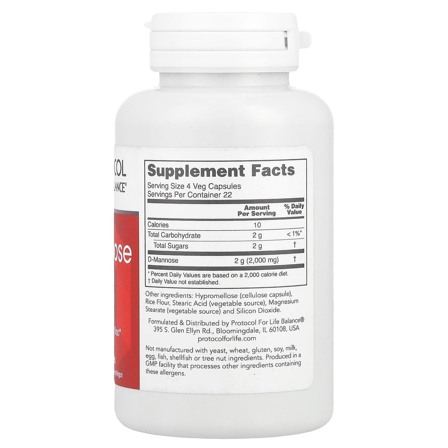Protocol for Life Balance, D-Mannose, 500 mg , 90 Veg Capsules - Image 2