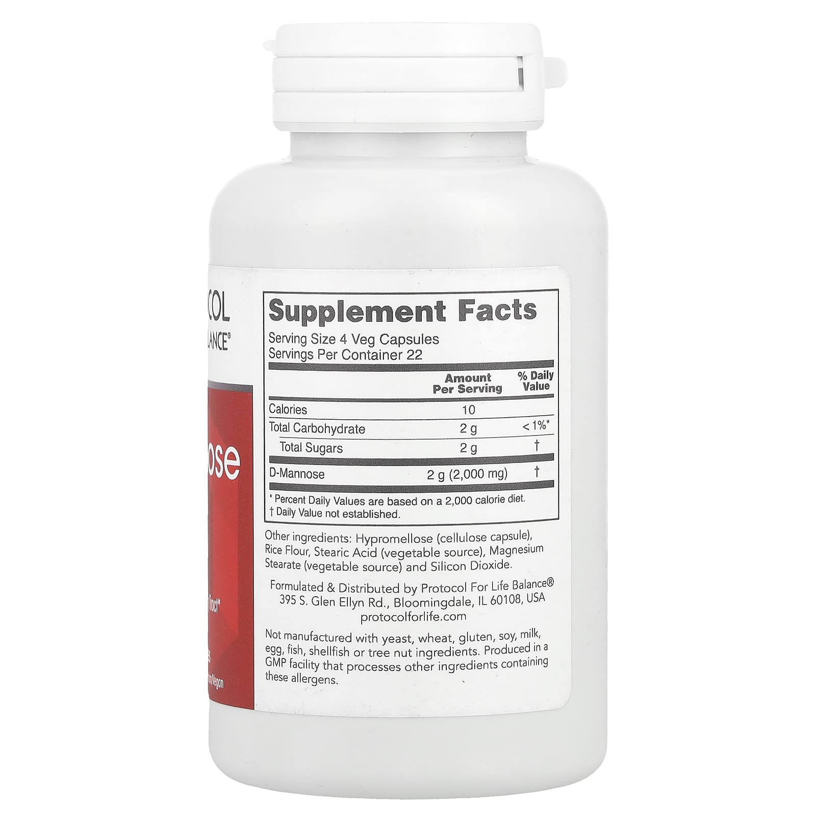 Protocol for Life Balance, D-Mannose, 500 mg , 90 Veg Capsules - Image 2