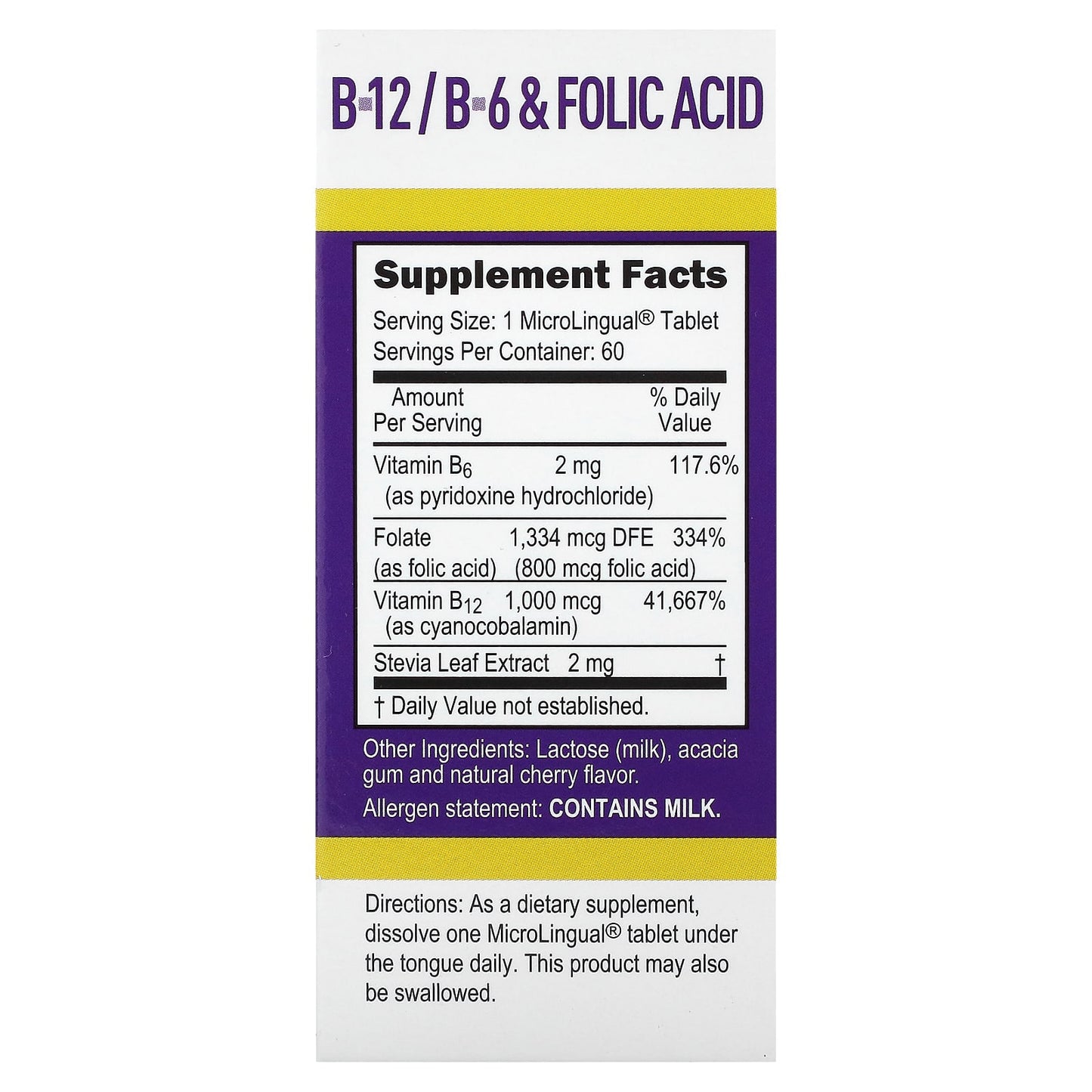 Superior Source, Cyanocobalamin B-12, B-6 & Folic Acid, 60 MicroLingual Instant Dissolve Tablets - Image 2