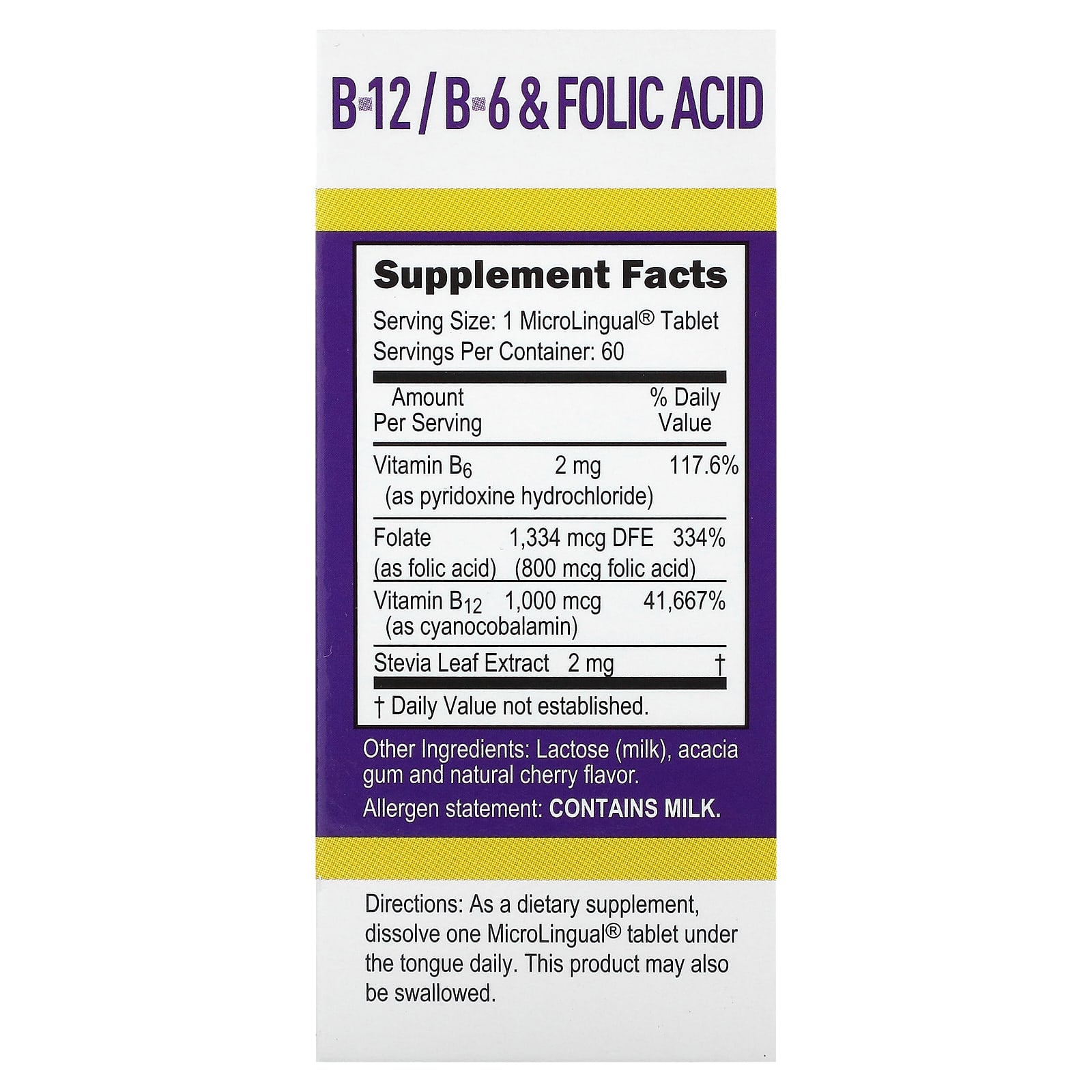 Superior Source, Cyanocobalamin B-12, B-6 & Folic Acid, 60 MicroLingual Instant Dissolve Tablets - Image 2