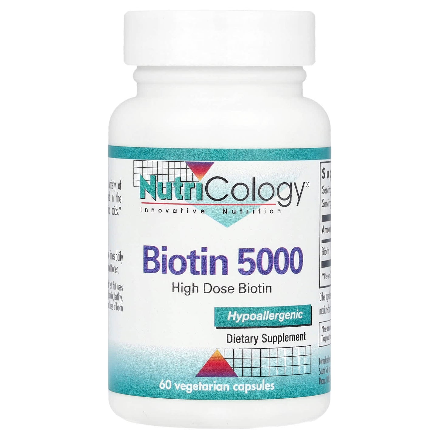 Nutricology, Biotin 5000, 5,000 mcg , 60 Vegetarian Capsules - Image 1