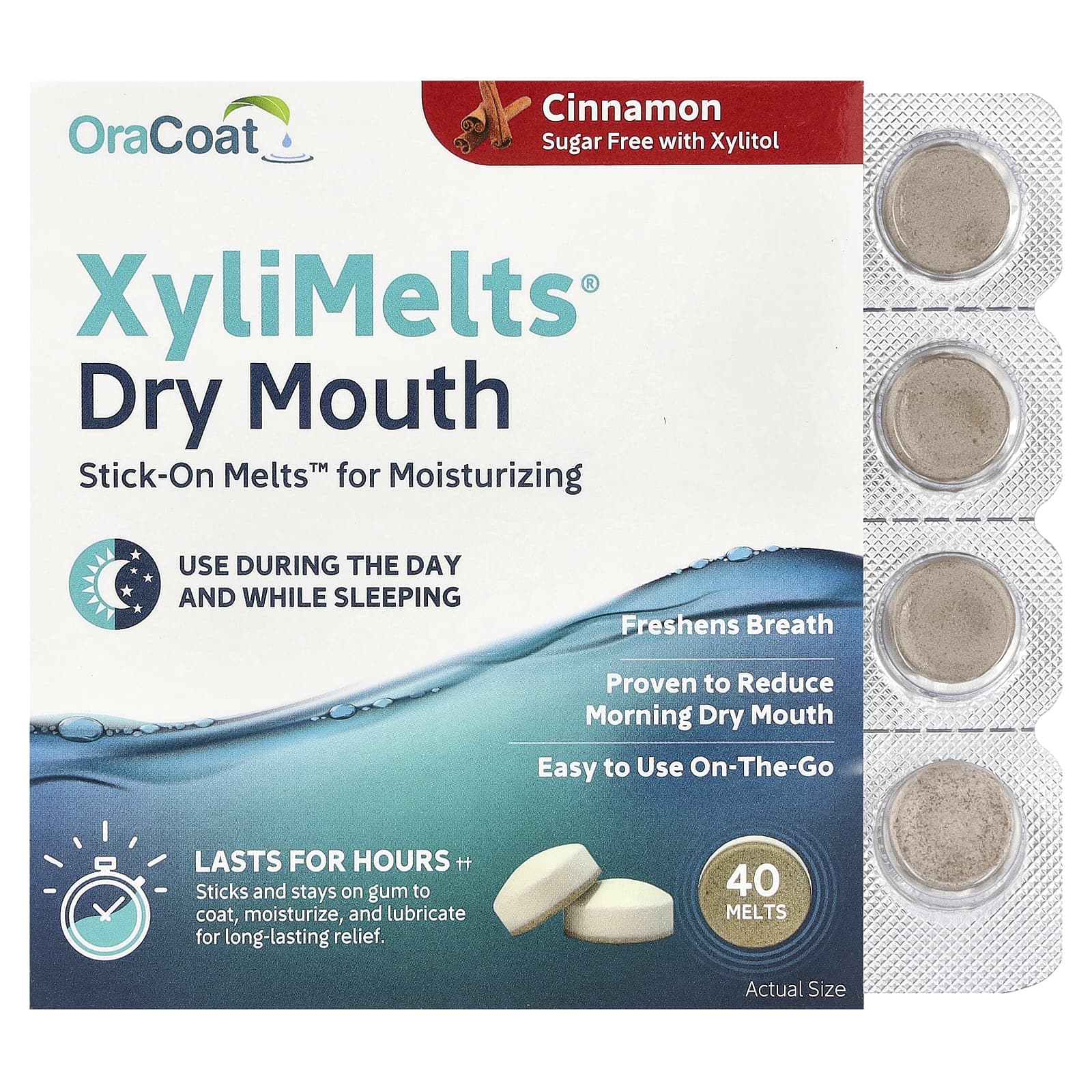 OraCoat, XyliMelts® Dry Mouth, Cinnamon, 40 Melts - Image 1