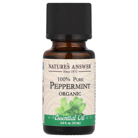 Nature's Answer, 100% Pure Organic Essential Oil, Peppermint, 0.5 fl oz (15 ml) - Image 1