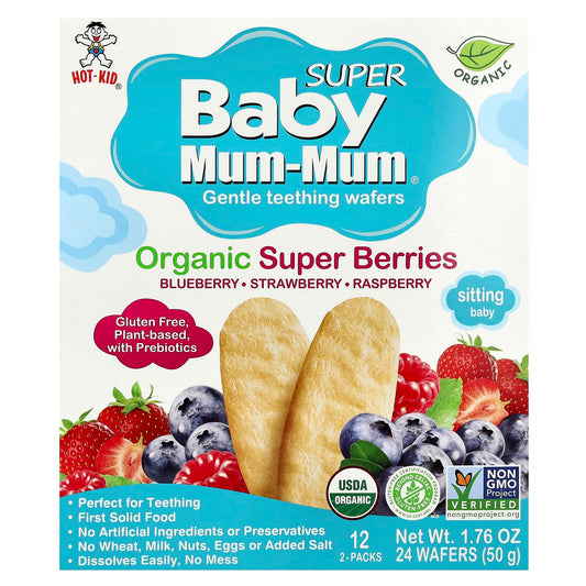 <strong>Hot Kid</strong> Baby Mum-Mum Gentle Teething Wafers | Organic Super Berries | 12 Packs - Image 1
