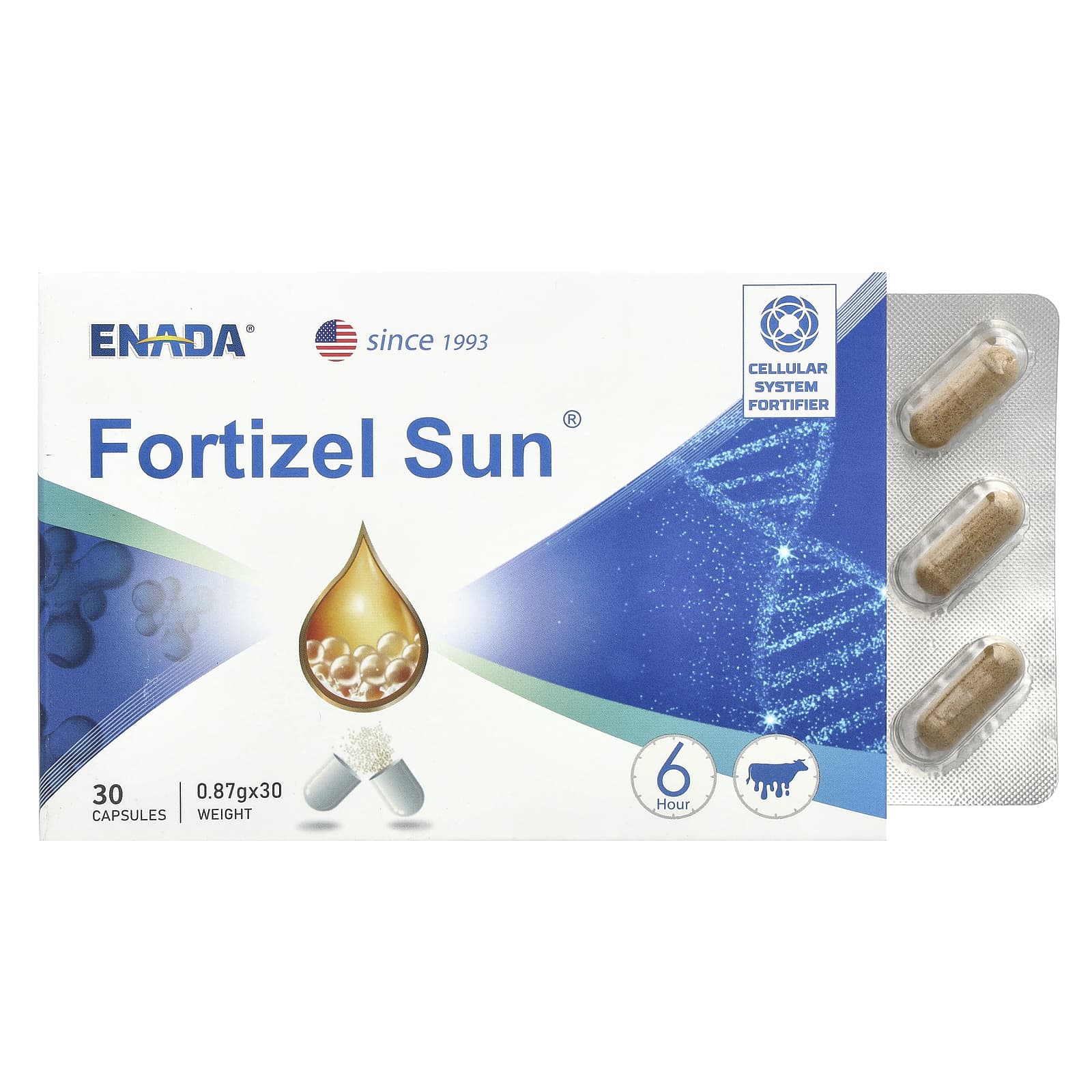 Optimize Your Cellular Health with ENADA Fortizel Sun - 30 Capsules - Image 1