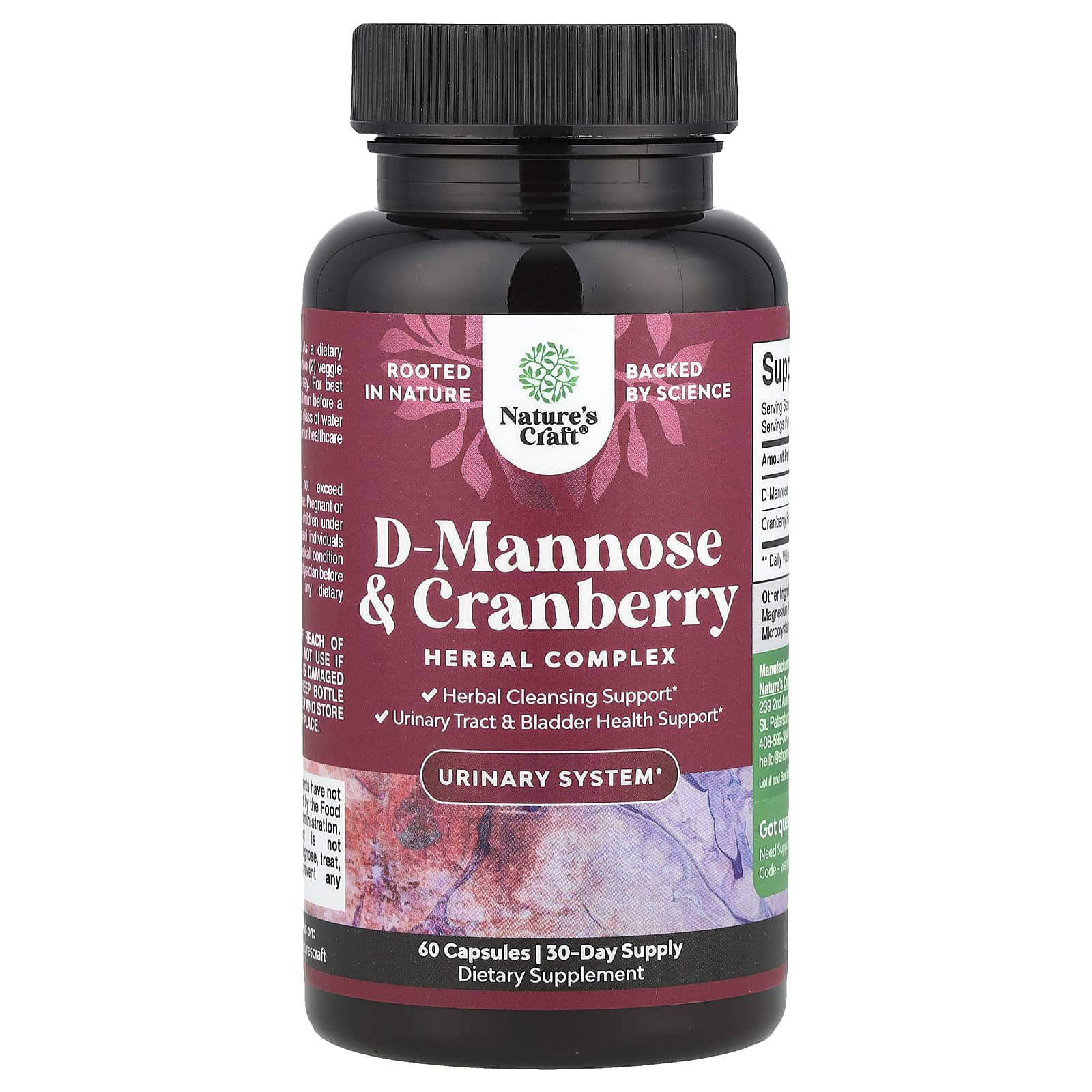 Nature's Craft, D-Mannose & Cranberry, 60 Capsules - Image 1