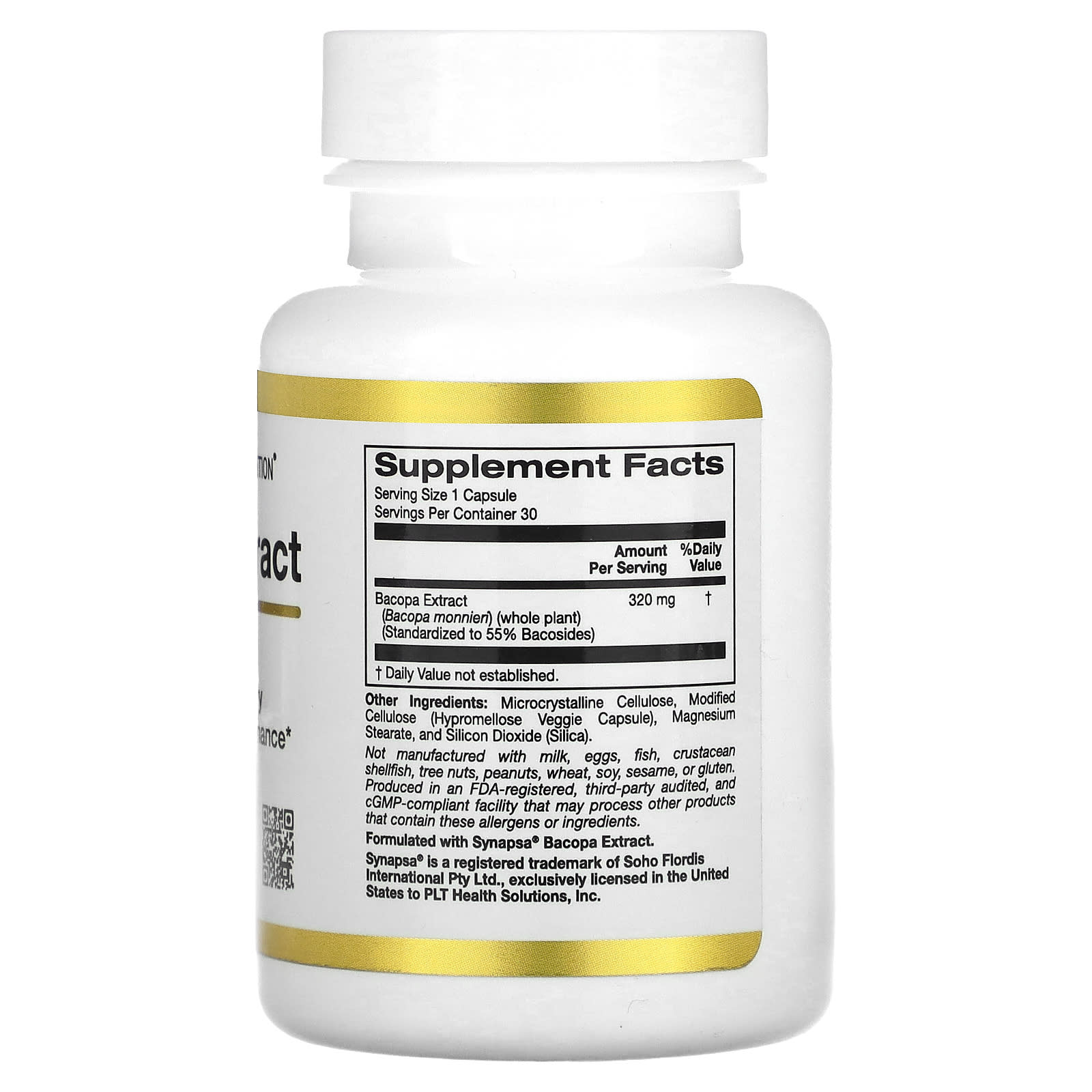 Bacopa Memory & Cognitive Support - 320mg, 30 Veg Capsules - Image 2