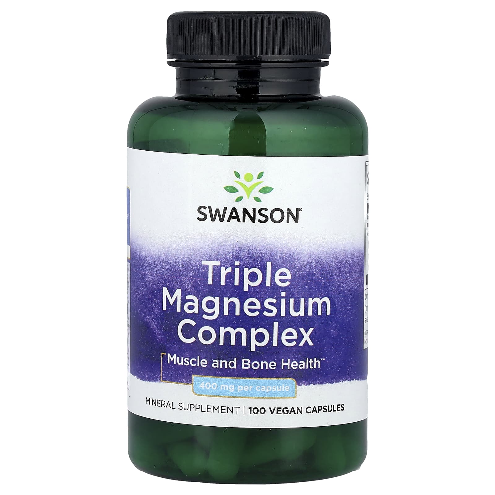 Swanson, Triple Magnesium Complex, 400 mg, 100 Vegan Capsules - Image 1