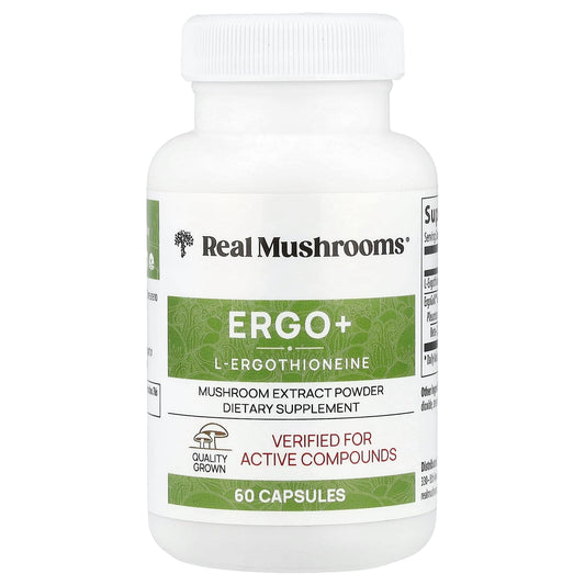 Real Mushrooms, ERGO + L-Ergothioneine, 60 Capsules - Image 1