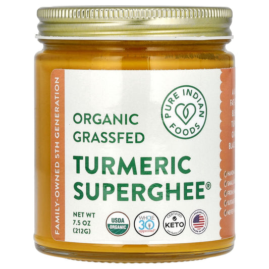 Pure Indian Foods, Organic Grassfed Turmeric Superghee, 7.5 oz (212 g) - Image 1
