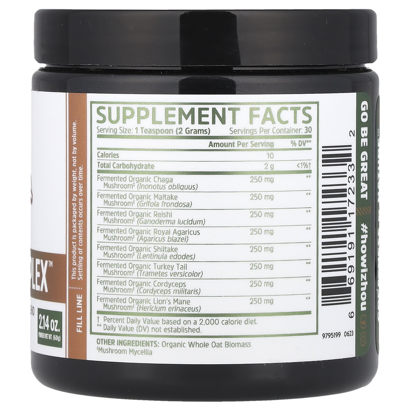 Zhou Nutrition, Mushroom 8-Plex™ Powder, Unflavored, 2.14 oz (60 g) - Image 2