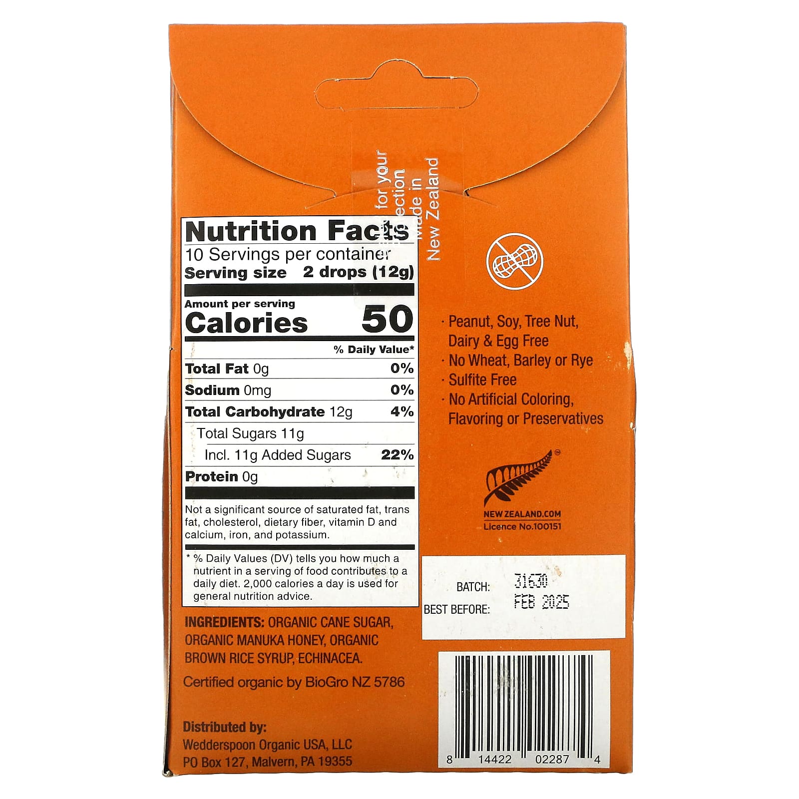 Wedderspoon, Organic Manuka Honey Drops, Honey with Echinacea, 4 oz (120 g) - Image 2