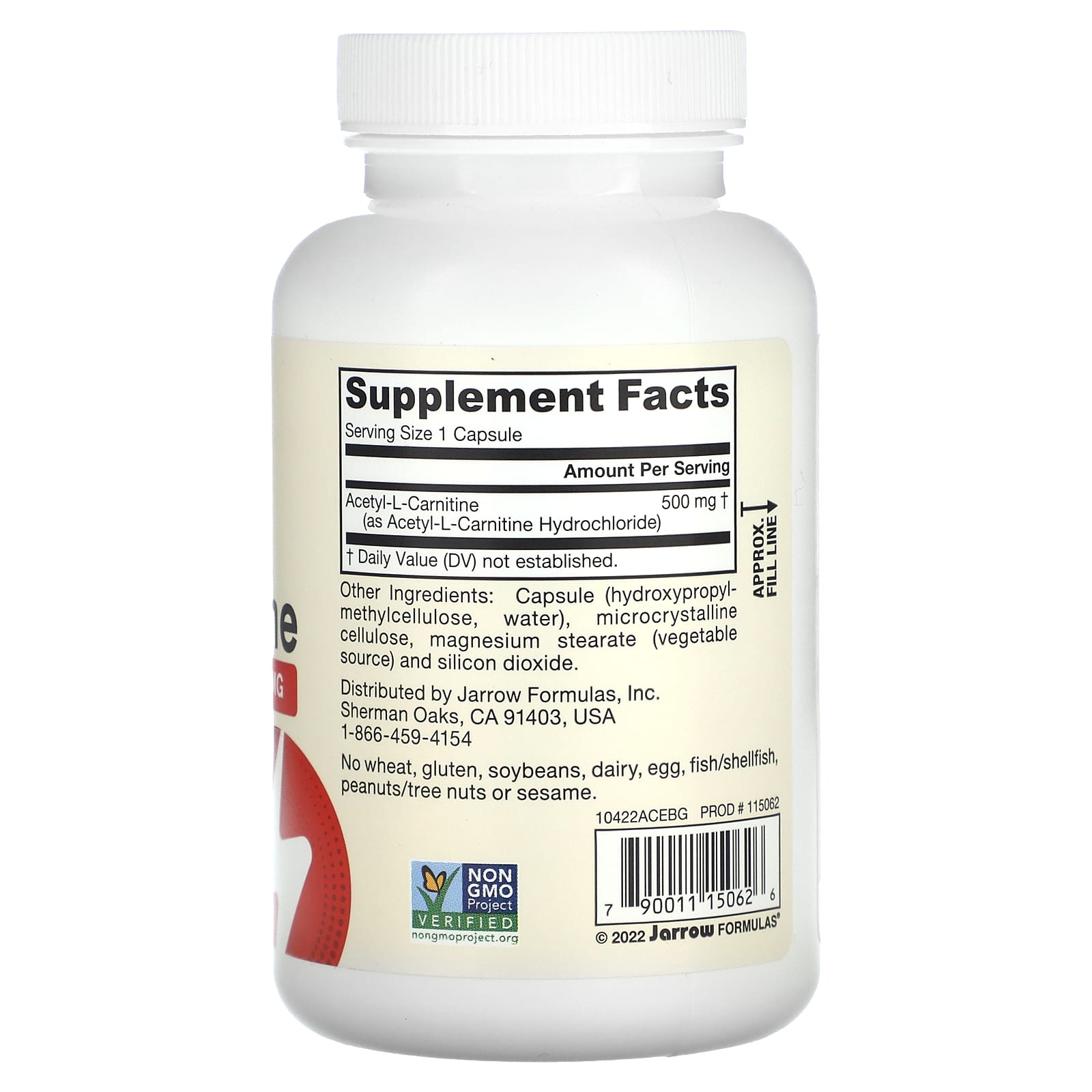 Vegan Acetyl L-Carnitine Brain Support by Jarrow Formulas 500mg 120 Capsules - Image 2