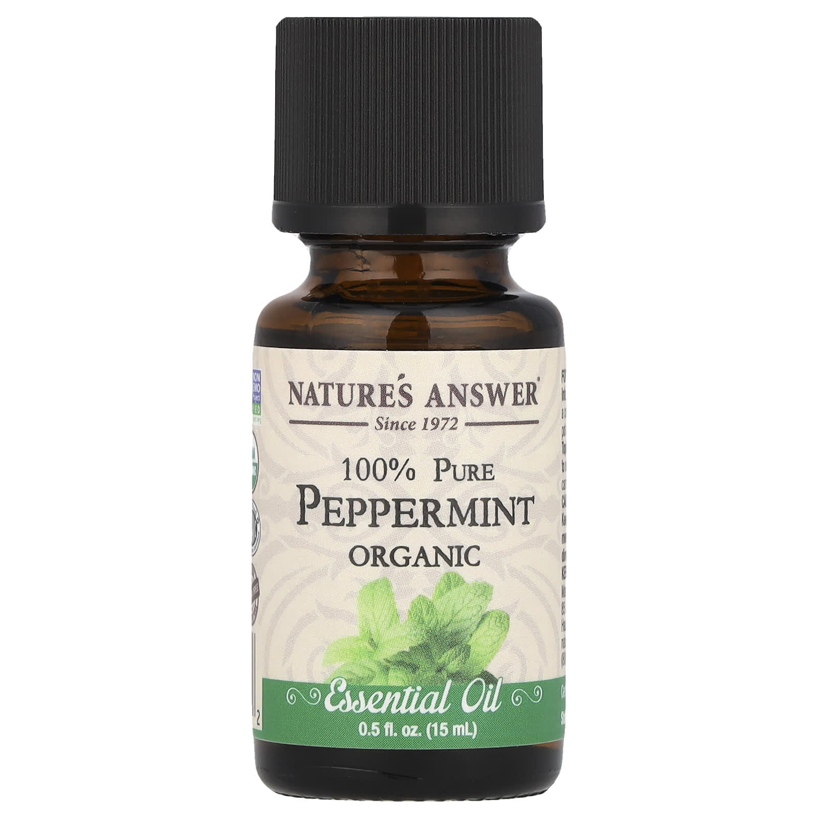 Nature's Answer, 100% Pure Organic Essential Oil, Peppermint, 0.5 fl oz (15 ml) - Image 1