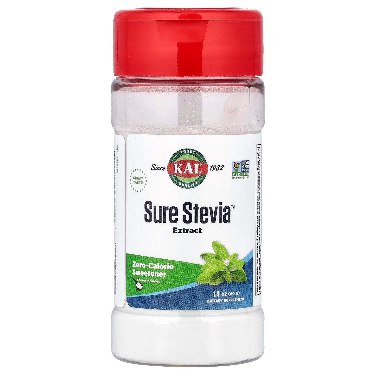 KAL, Sure Stevia™ Extract, 1.4 oz (40 g) - Image 1