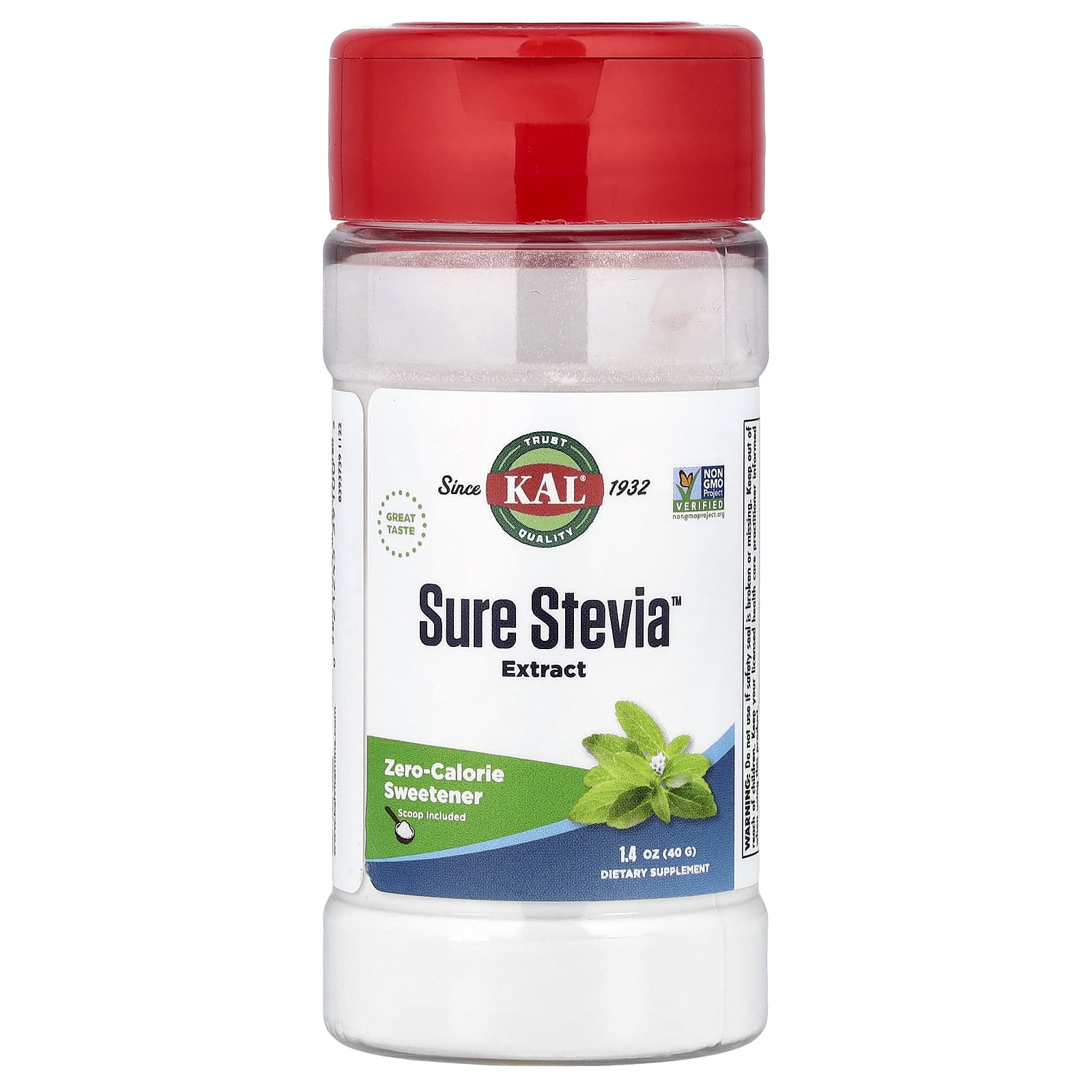 KAL, Sure Stevia™ Extract, 1.4 oz (40 g) - Image 1