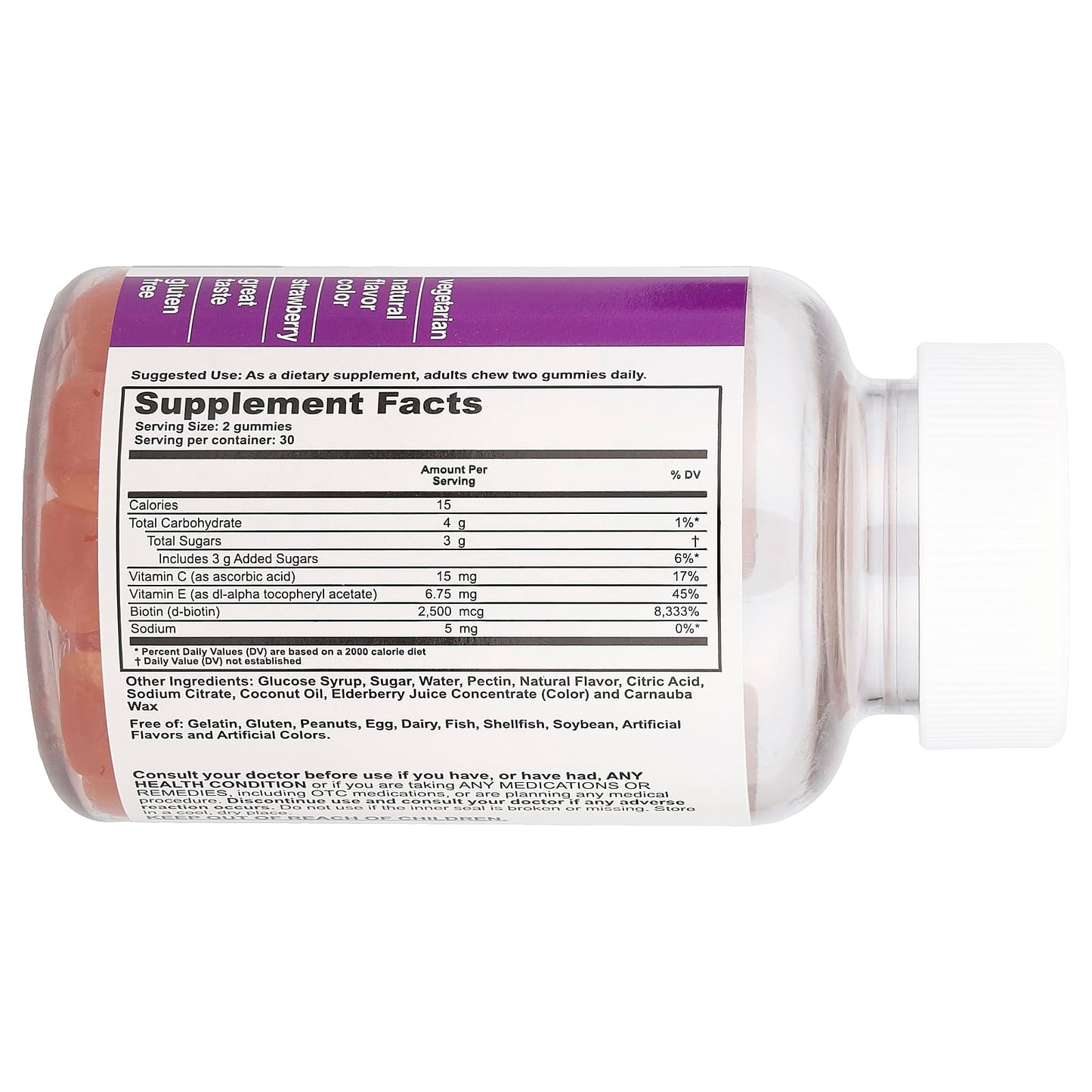T-RQ, Adult Gummy, Hair, Skin & Nails, Strawberry, 60 Gummies - Image 2