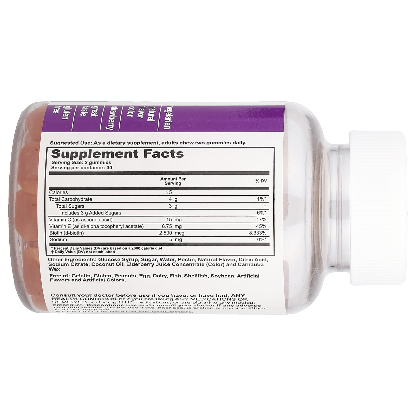 T-RQ, Adult Gummy, Hair, Skin & Nails, Strawberry, 60 Gummies - Image 2