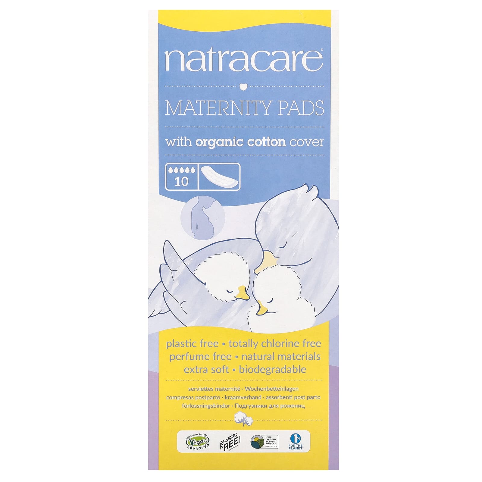 Natracare, Maternity Pads with Organic Cotton Cover, 10 Pads - Image 1
