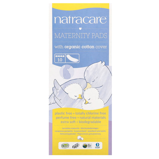 Natracare, Maternity Pads with Organic Cotton Cover, 10 Pads - Image 1