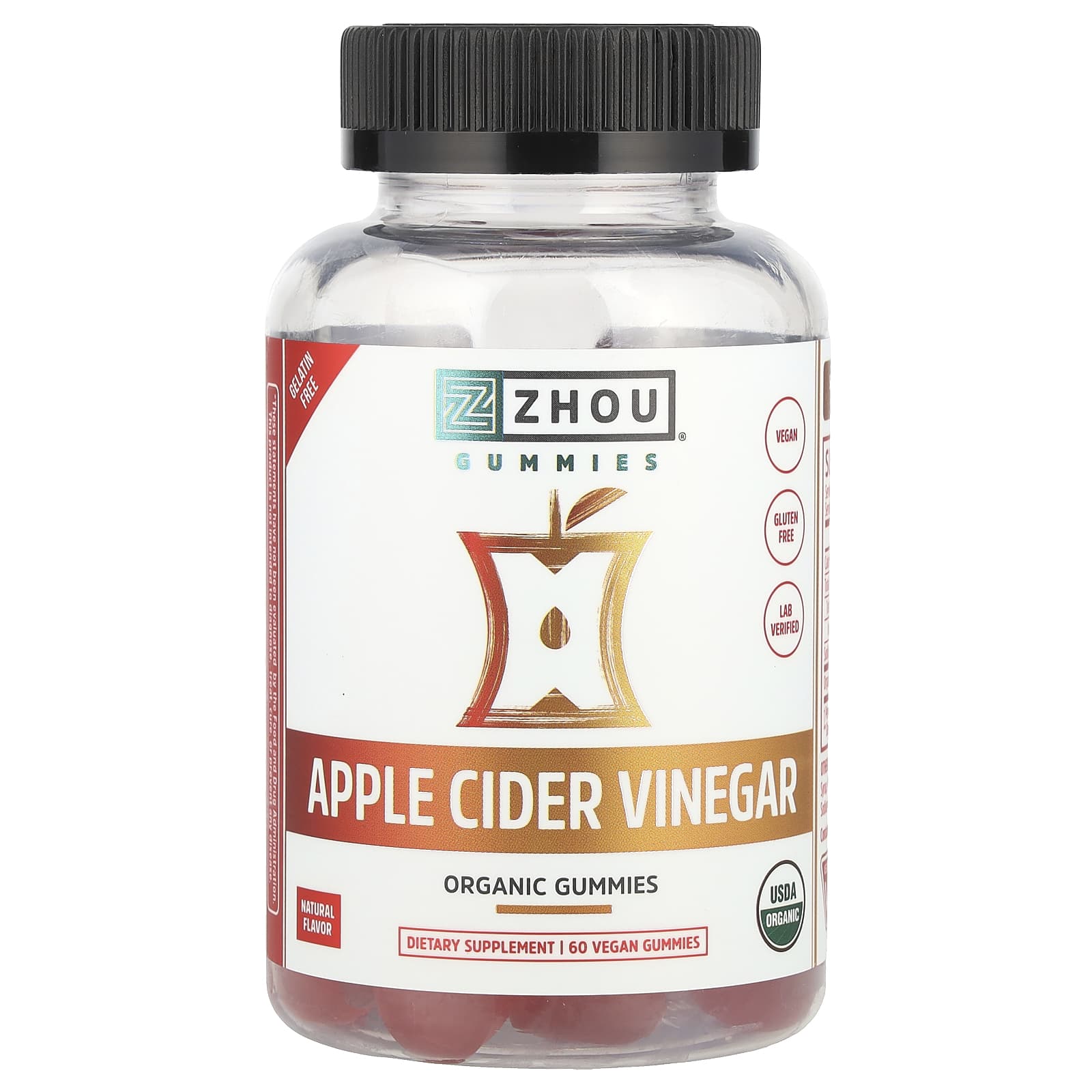 Zhou Nutrition, Organic Apple Cider Vinegar Gummies, 60 Vegan Gummies - Image 1