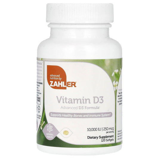 Zahler, Vitamin D3, 250 mcg (10,000 IU), 120 Softgels - Image 1