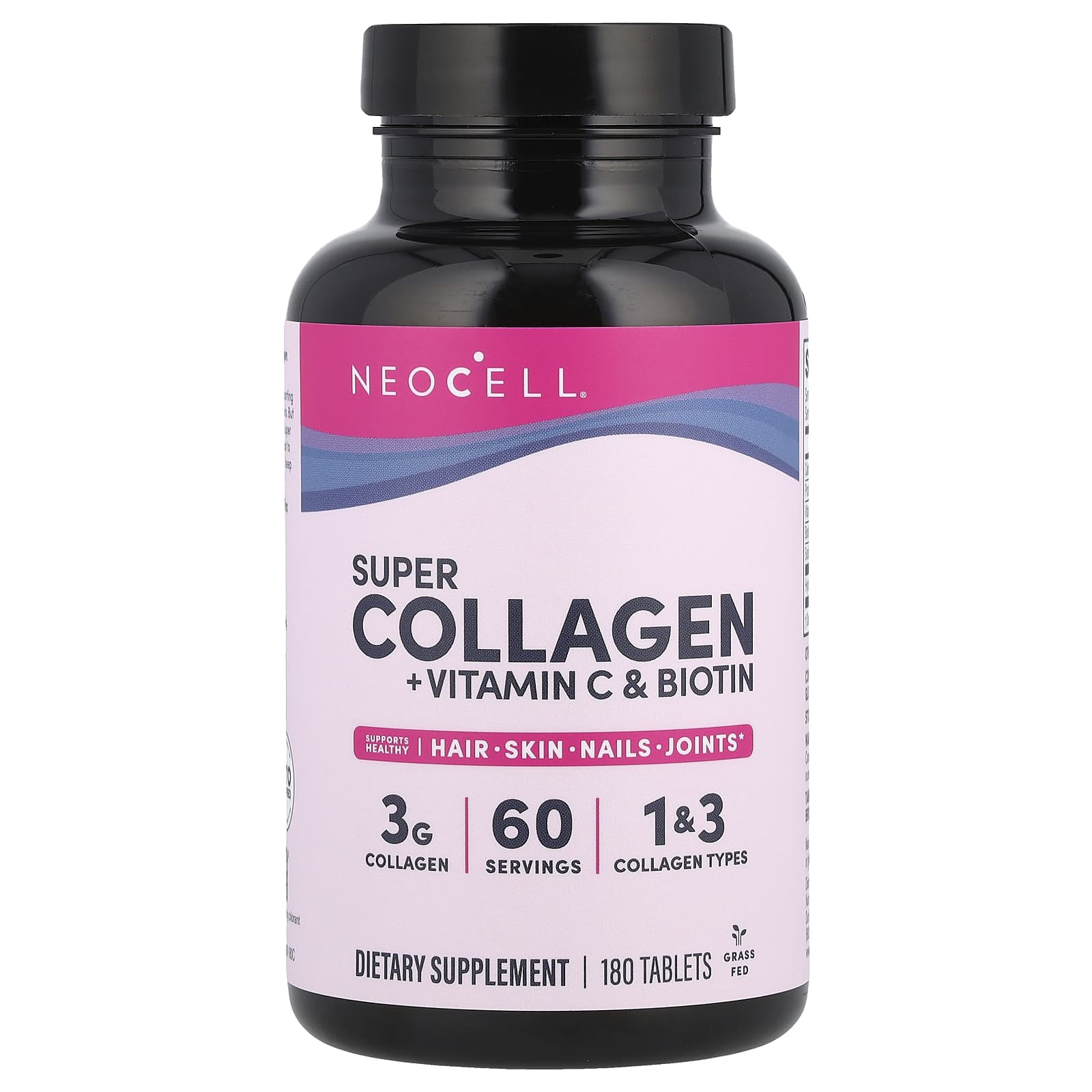 NeoCell, Super Collagen + Vitamin C & Biotin, 180 Tablets - Image 1