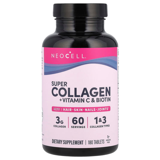 NeoCell, Super Collagen + Vitamin C & Biotin, 180 Tablets - Image 1