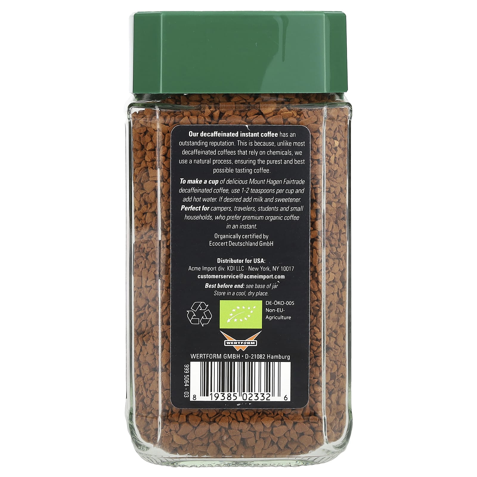Mount Hagen, Organic Fairtrade Instant Coffee, Decaffeinated, 3.53 oz (100 g)
