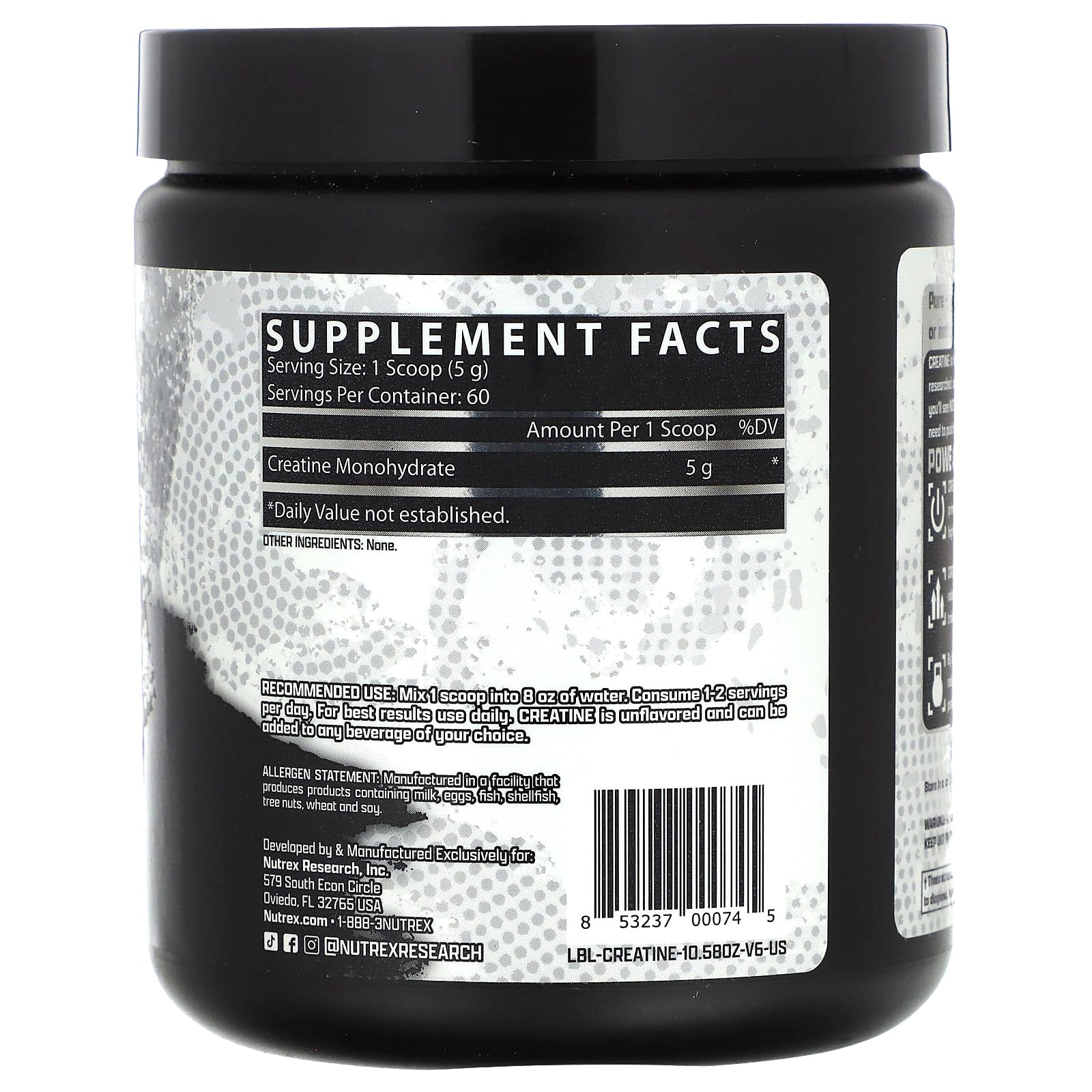 Nutrex Research, Creatine Monohydrate, Unflavored, 10.58 oz (300 g) - Image 2