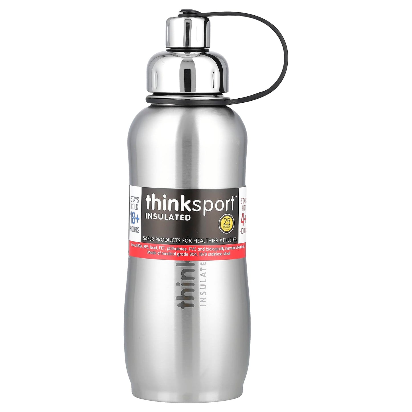 think, Thinksport™, Insulated Sports Bottle, Silver, 25 oz (750 ml) - Image 2